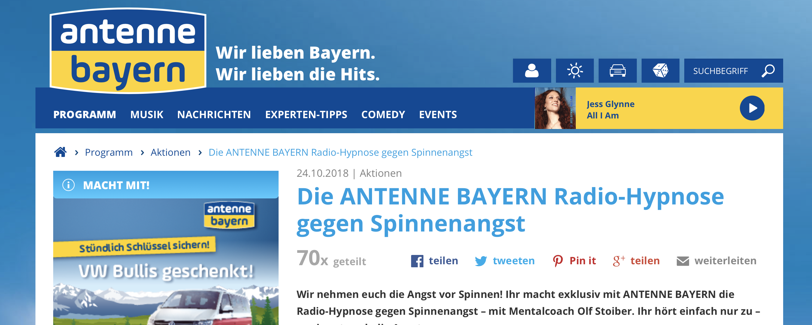 Antenne Bayern und seine „Radio-Hypnose gegen Spinnenangst”